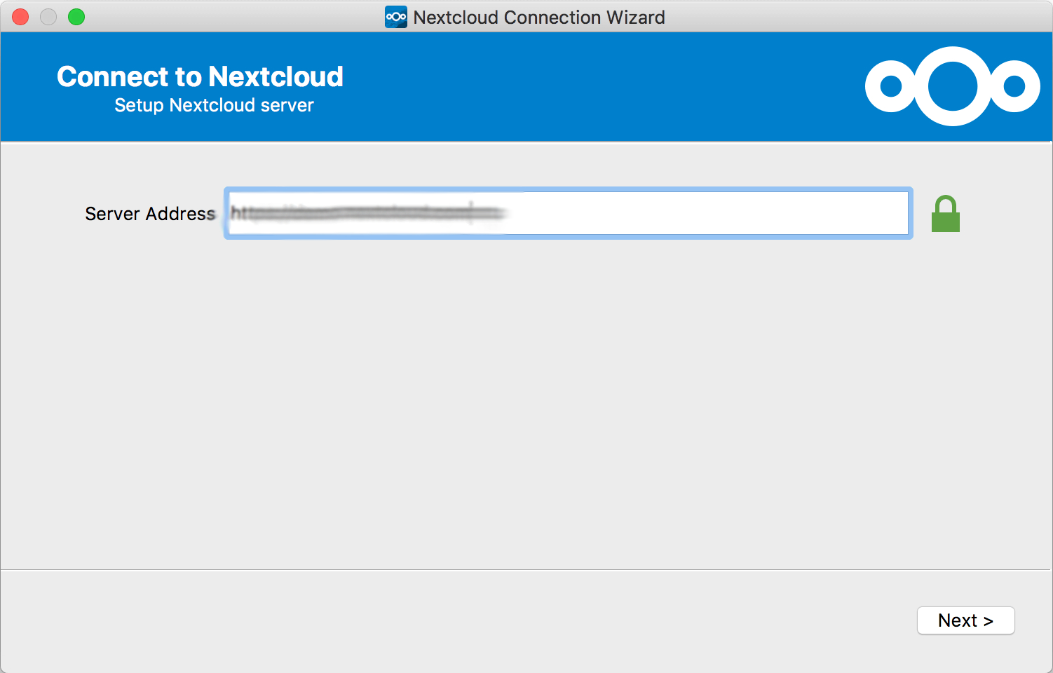 Enter Nextcloud server