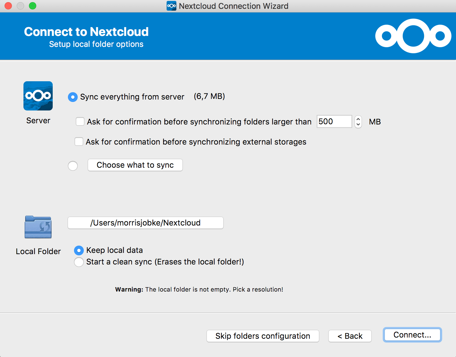 Local Folder Option